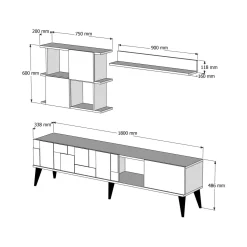 Mobili Porta Tv|Salotto > Dmora Mobile TV noce e antracite 180x33x48h cm 4 ante - Dora Nero Antracite, Marrone Noce