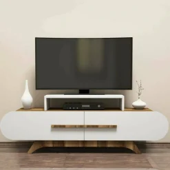 Mobile TV noce e bianco 145x36x49h cm 2 ante - Baghdad
