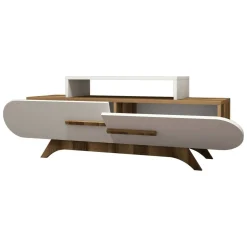 Mobile TV noce e bianco 145x36x49h cm 2 ante - Baghdad