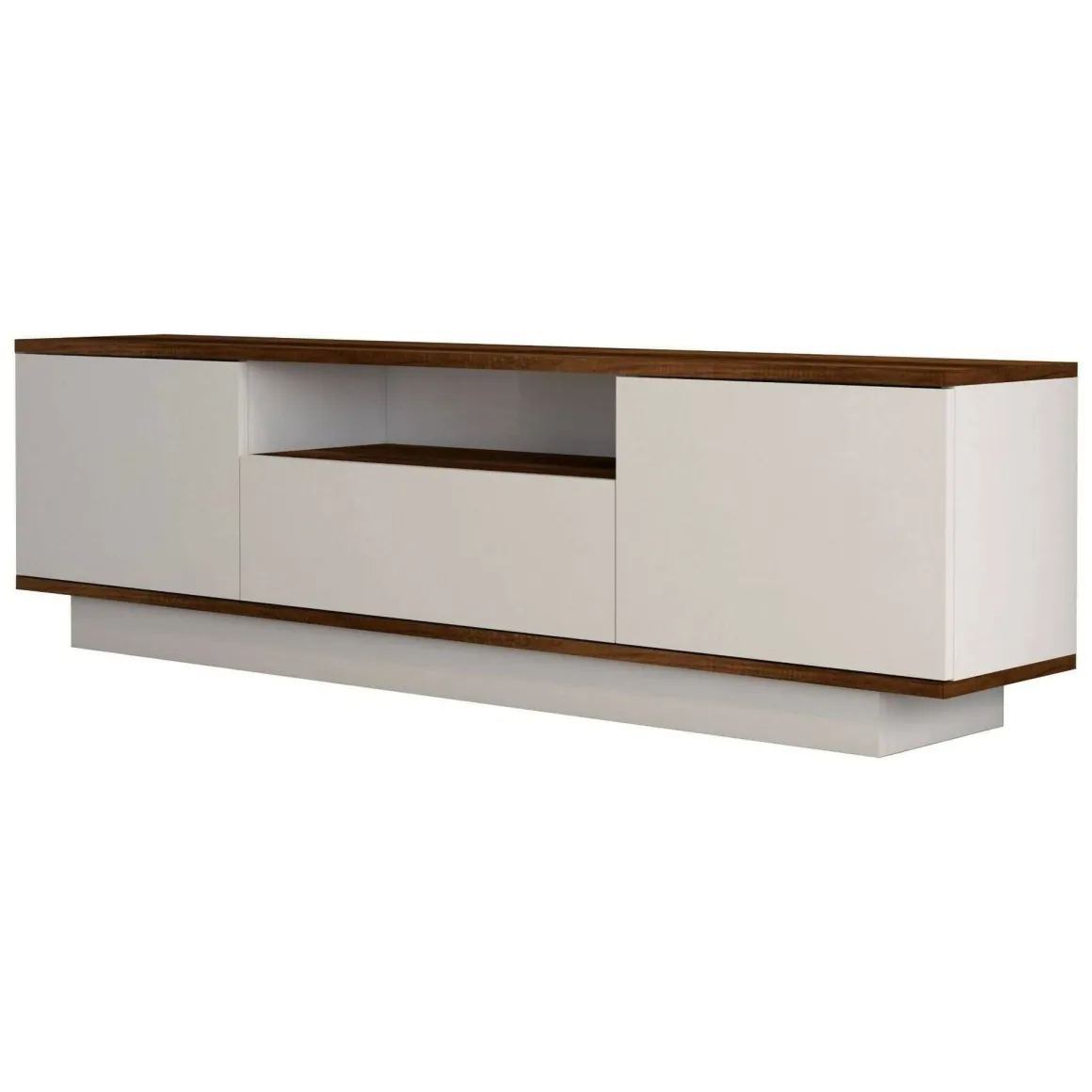 Mobili Porta Tv|Salotto > Dmora Mobile TV noce e bianco 160x35x56h cm 3 ante - Drusilla Bianco, Marrone Noce