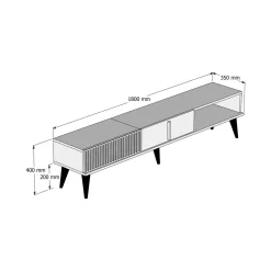 Mobili Porta Tv|Salotto > Dmora Mobile TV noce e bianco 180x35x44h cm 2 ante - Teia Bianco, Marrone Noce