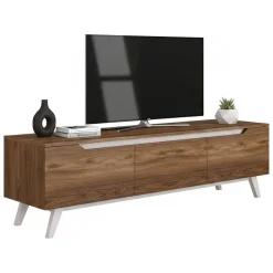 Mobile TV noce e bianco 180x35x48h cm 3 ante - Apatite