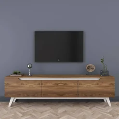 Mobile TV noce e bianco 180x35x48h cm 3 ante - Apatite