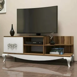 Mobile TV noce e bianco 130x45x50h cm in legno - Assolo