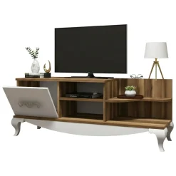 Mobile TV noce e bianco 130x45x50h cm in legno - Assolo