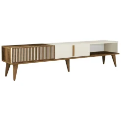 Mobili Porta Tv > Dmora Mobile TV noce e crema 180x35x40h cm 2 ante - Gordon Bianco Crema, Marrone Noce