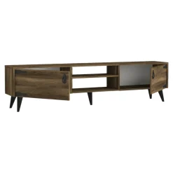 Mobile TV noce e nero 180x29x49h cm 2 ante - Sicilia