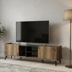 Mobile TV noce e nero 180x34x52h cm 2 ante - Paine