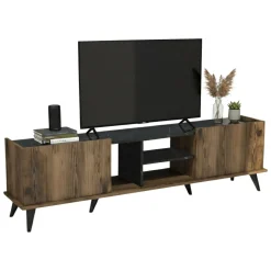 Mobile TV noce e nero 180x34x52h cm 2 ante - Paine