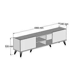 Mobile TV noce e nero 180x34x52h cm 2 ante - Paine