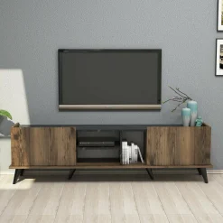Mobile TV noce e nero 180x34x52h cm 2 ante - Paine