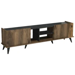 Mobile TV noce e nero 180x34x52h cm 2 ante - Paine