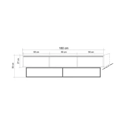 Mobile TV noce e nero 180x40x50h cm in legno - Iginia