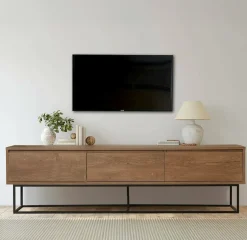 Mobile TV noce e nero 180x40x50h cm in legno - Iginia