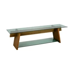 Mobili Porta Tv|Salotto > Dmora Mobile TV noce e verde 158x40x45h cm in legno - Amorosi Verde, Marrone Noce