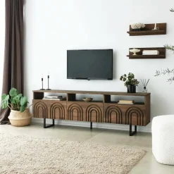 Mobile TV noce 170x30x40h cm 3 ante in legno - Barbania