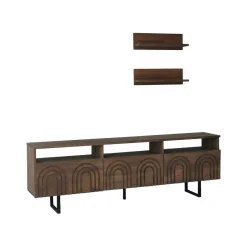 Mobile TV noce 170x30x40h cm 3 ante in legno - Barbania