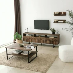 Mobile TV noce 170x30x40h cm 3 ante in legno - Barbania