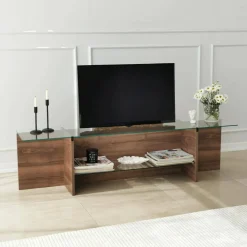 Mobili Porta Tv|Salotto > Dmora Mobile TV noce 158x35x40h cm - Bellano Marrone Noce