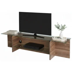 Mobili Porta Tv|Salotto > Dmora Mobile TV noce 158x35x40h cm - Bellano Marrone Noce
