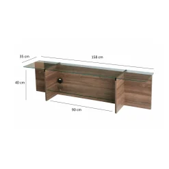 Mobili Porta Tv|Salotto > Dmora Mobile TV noce 158x35x40h cm - Bellano Marrone Noce