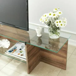 Mobili Porta Tv|Salotto > Dmora Mobile TV noce 158x35x40h cm - Bellano Marrone Noce