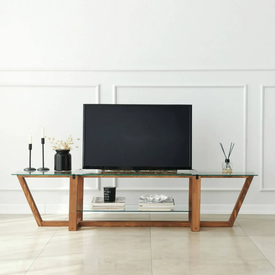 Mobile TV noce 158x35x35h cm in legno - Arienzo