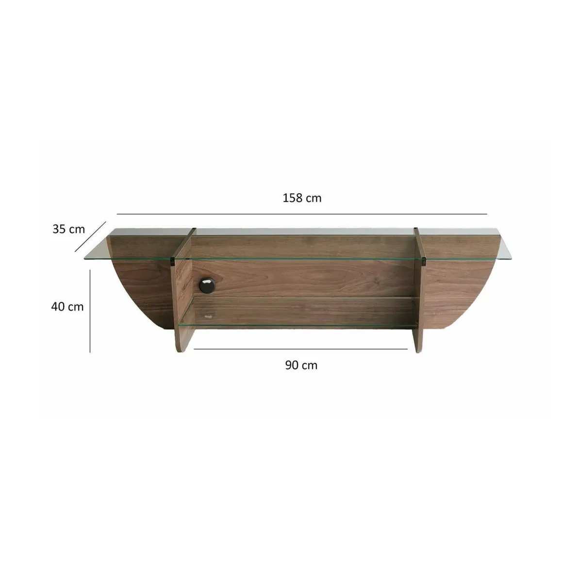 Mobile TV noce 158x35x40h cm in legno - Kasuga