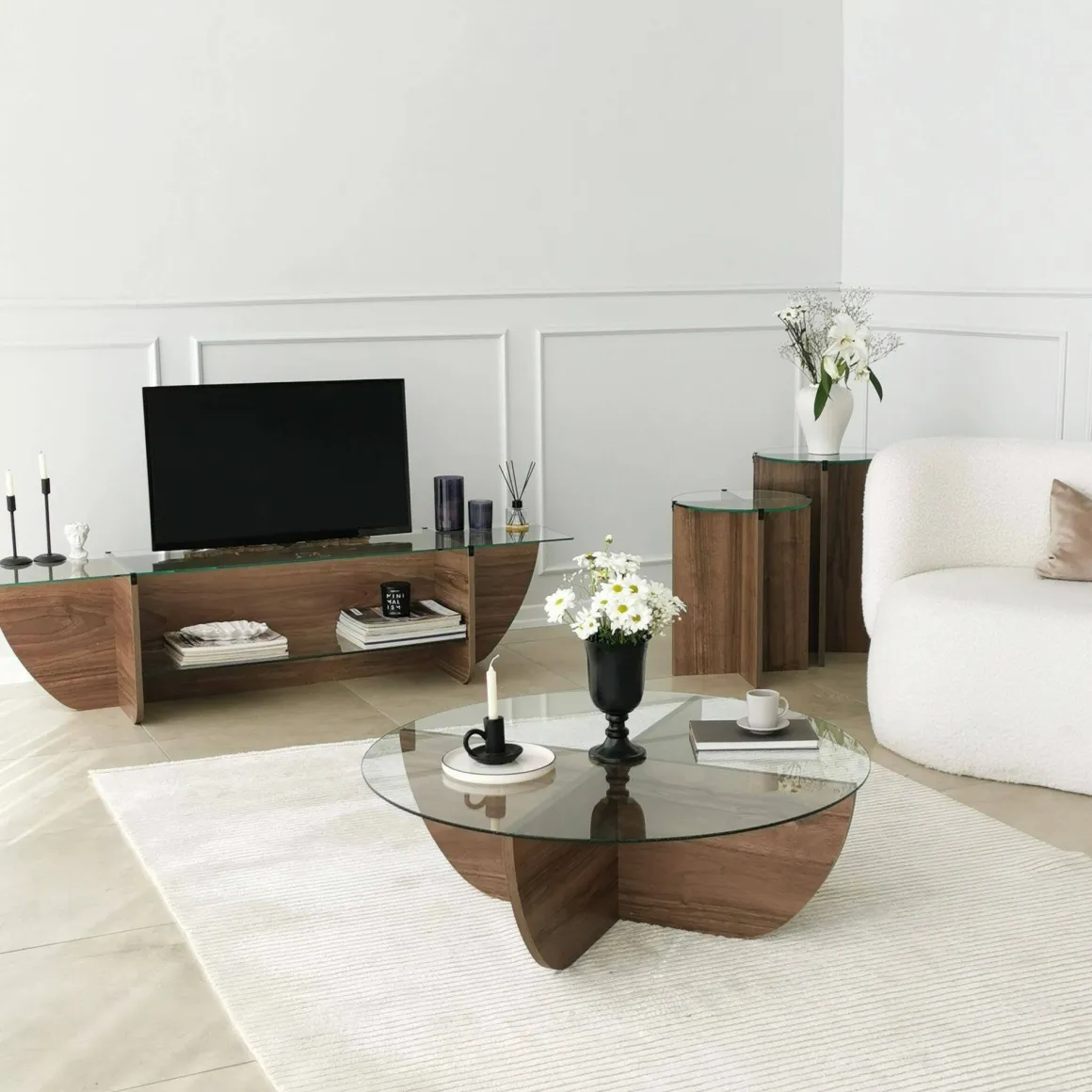 Mobile TV noce 158x35x40h cm in legno - Kasuga