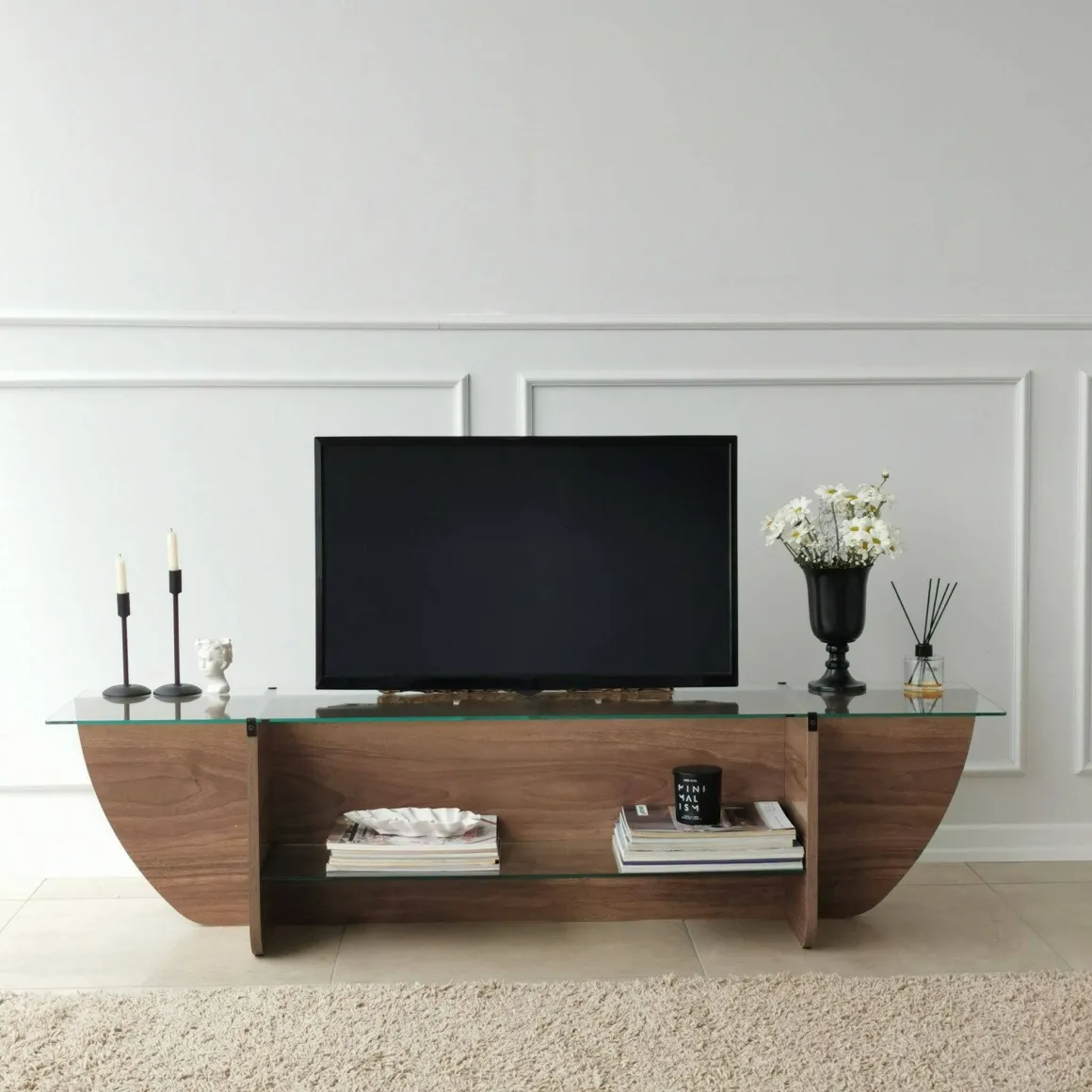 Mobile TV noce 158x35x40h cm in legno - Kasuga