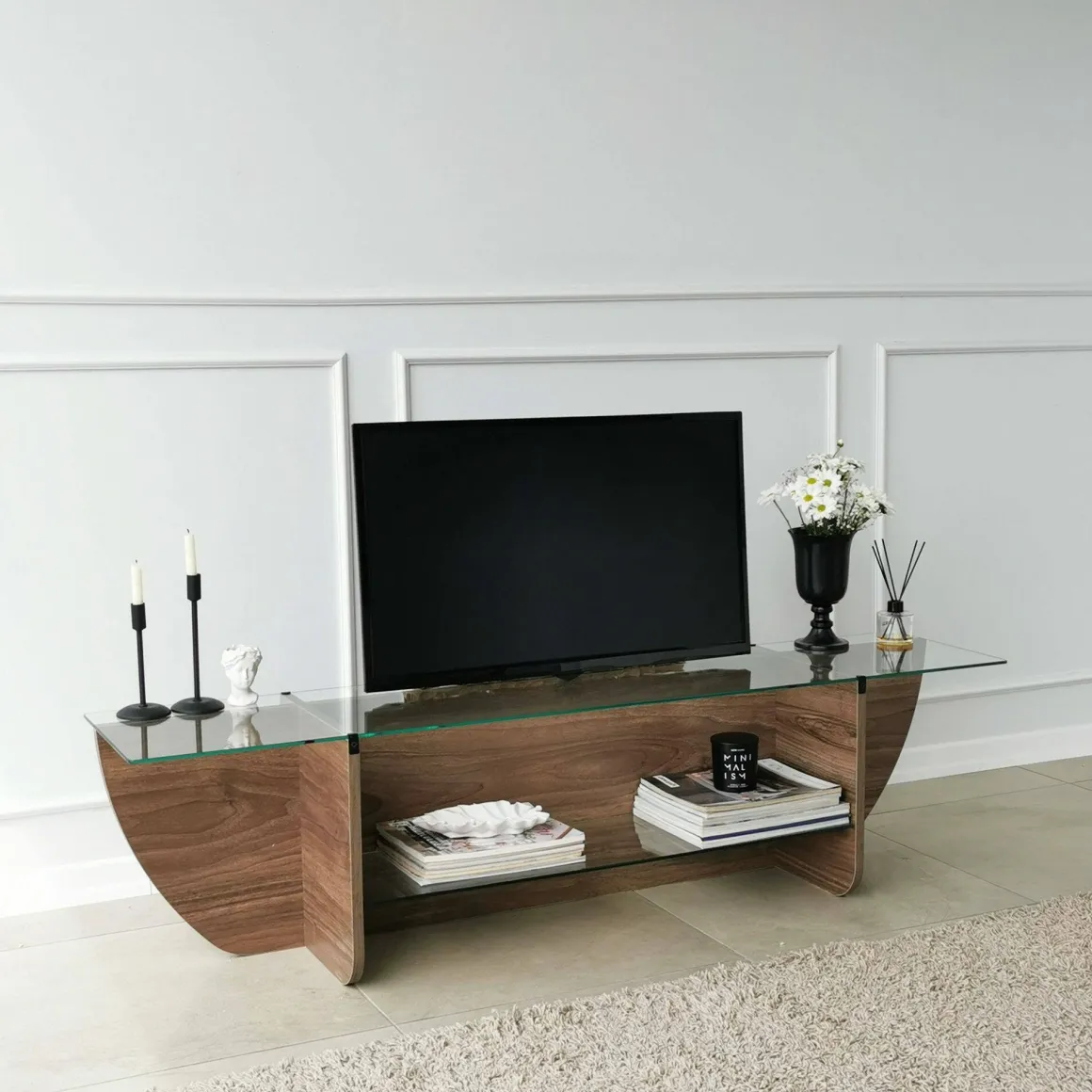 Mobile TV noce 158x35x40h cm in legno - Kasuga