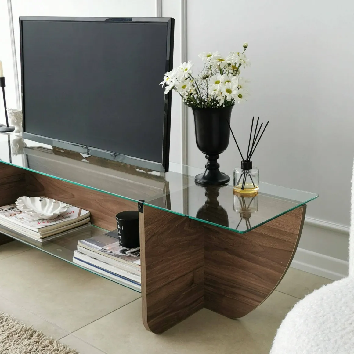 Mobile TV noce 158x35x40h cm in legno - Kasuga