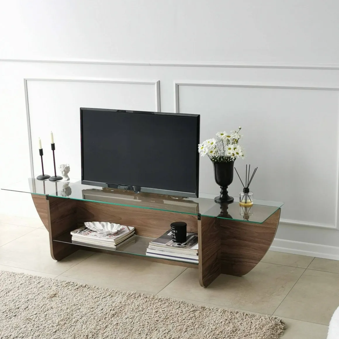 Mobile TV noce 158x35x40h cm in legno - Kasuga