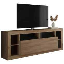 Mobili Porta Tv > Dmora Mobile TV noce 172x42x66h cm in legno - Kujira Marrone Noce