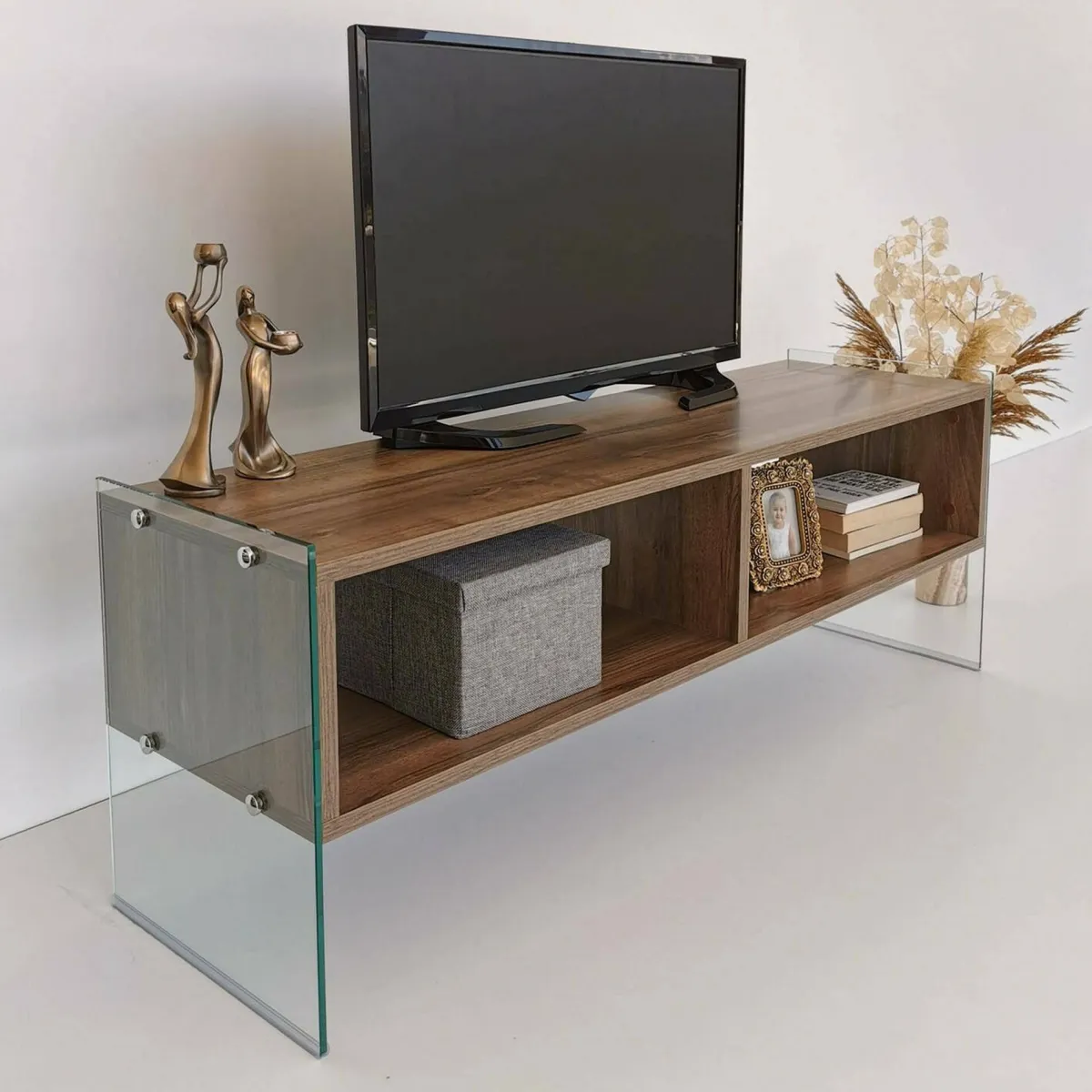 Mobili Porta Tv|Salotto > Dmora Mobile TV noce 120x35x45h cm in legno - Winifred Marrone Noce