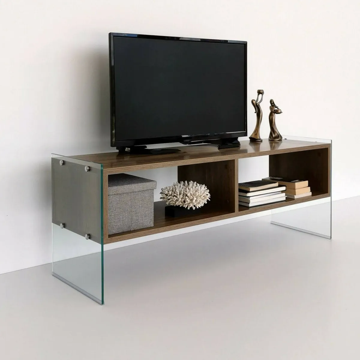 Mobili Porta Tv|Salotto > Dmora Mobile TV noce 120x35x45h cm in legno - Winifred Marrone Noce