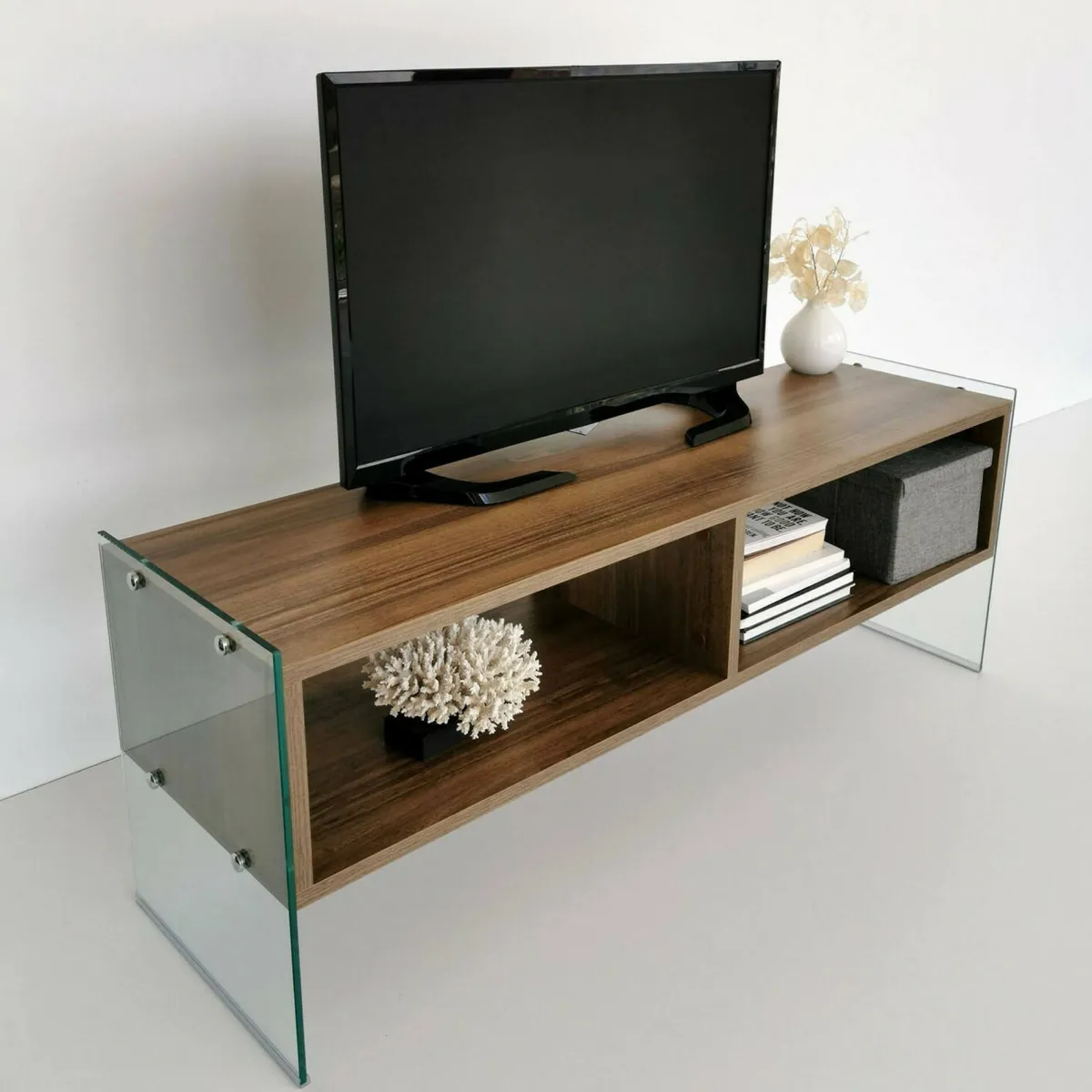 Mobili Porta Tv|Salotto > Dmora Mobile TV noce 120x35x45h cm in legno - Winifred Marrone Noce