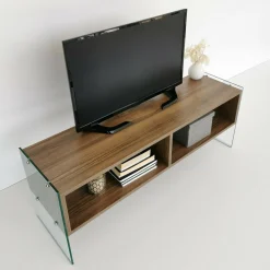 Mobili Porta Tv|Salotto > Dmora Mobile TV noce 120x35x45h cm in legno - Winifred Marrone Noce