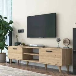 Mobili Porta Tv|Salotto > Dmora Mobile TV noce 180x35x48h cm modulabile - Messalina Marrone Noce