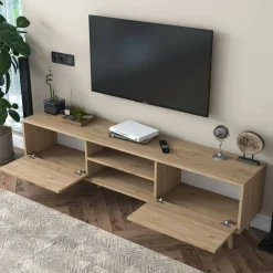 Mobili Porta Tv|Salotto > Dmora Mobile TV noce 180x35x48h cm modulabile - Messalina Marrone Noce