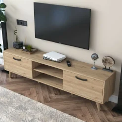 Mobili Porta Tv|Salotto > Dmora Mobile TV noce 180x35x48h cm modulabile - Messalina Marrone Noce