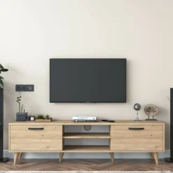 Mobili Porta Tv|Salotto > Dmora Mobile TV noce 180x35x48h cm modulabile - Messalina Marrone Noce