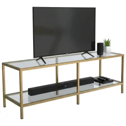 Mobili Porta Tv|Salotto > Dmora Mobile TV 130x40x45h cm in metallo - Donata Oro