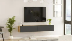 Mobile TV quercia e antracite 180x31x29h cm 2 ante - Pavone