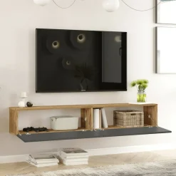 Mobile TV quercia e antracite 180x31x29h cm 2 ante - Pavone