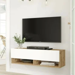 Mobile TV quercia e bianco 100x31x29h cm in legno - Iva