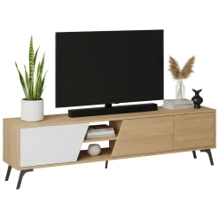 Mobile TV quercia e bianco 180x35x48h cm 2 ante - Male