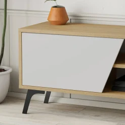 Mobile TV quercia e bianco 180x35x48h cm 2 ante - Male