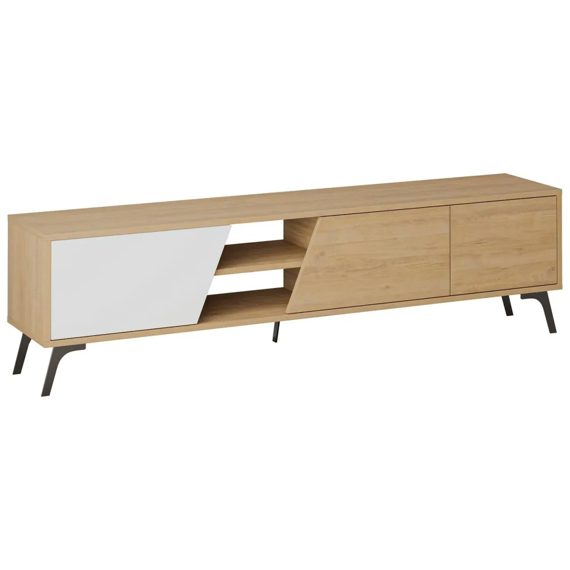 Mobile TV quercia e bianco 180x35x48h cm 2 ante - Male