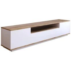 Mobili Porta Tv|Salotto > Dmora Mobile TV quercia e bianco 180x44x44h cm 3 ante - Asellina Bianco, Marrone Quercia